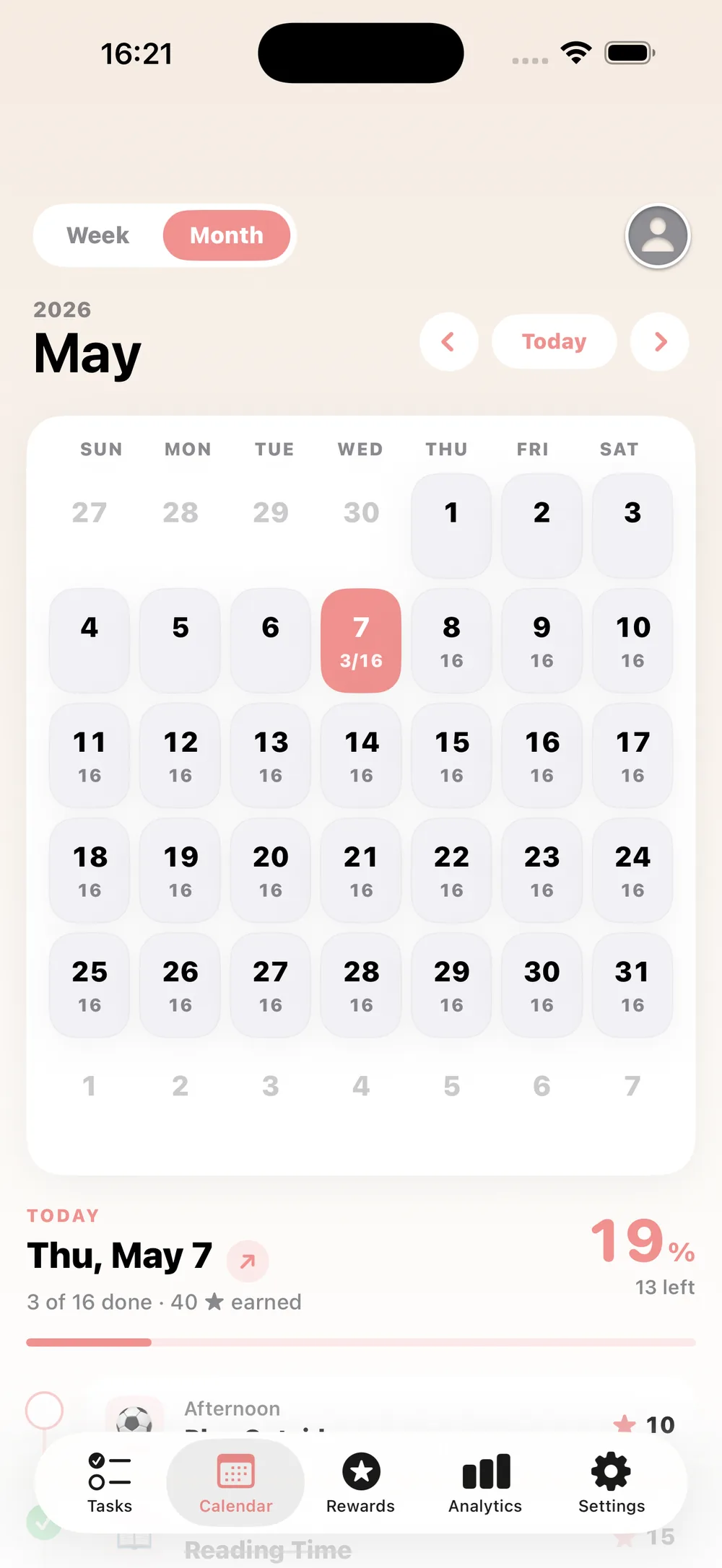 Vigdís calendar and weekly view